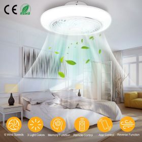 17.71in LED Ceiling Fan with Light Round Pendant Fan Lamp Low Profile Fan Light with 6 Fan Speed 3 Colors Remote Control APP Control Timer Functi