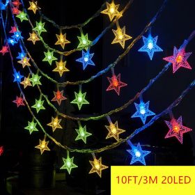 1pc Star String Lights; 3m/10ft; 6m/20ft; EFFE LED Fairy Twinkle Lantern Lights With 20 Stars 2 Flashing Modes; Battery Powered Indoor & Outdoor (Color: Multicolor, Items: 3M 20LED)