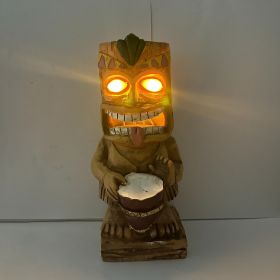 1pc, Drum Tiki Solar Light For Home And Outdoor Decor, Drum Tiki Solar Powered Flickering LED Garden Light Backyard Bongo Tiki Halloween Decorati (model: Bongo Drum A)