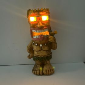 1pc, Drum Tiki Solar Light For Home And Outdoor Decor, Drum Tiki Solar Powered Flickering LED Garden Light Backyard Bongo Tiki Halloween Decorati (model: Cocktail B)