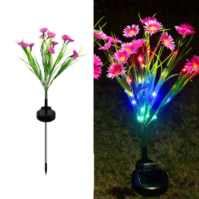 Solar Garden Lights LED Flower Stake Lamp Outdoor Yard Waterproof Patio Decor (Package: 4 Pack, Color: Pink)