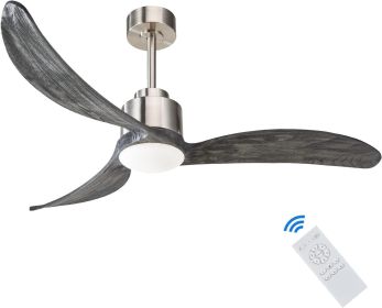 52" Ceiling Fans with Lights and Remote Control, Outdoor Ceiling Fan with Lights High CFM Quiet 3 Blade Wood Walnut Ceiling Fan (Main Material: Iron, Main Color: Nickel)
