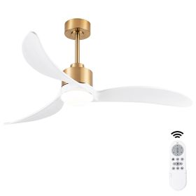 52" Ceiling Fans with Lights and Remote Control, Outdoor Ceiling Fan with Lights High CFM Quiet 3 Blade Wood Walnut Ceiling Fan (Main Material: Metal & Wood, Main Color: Antique White)